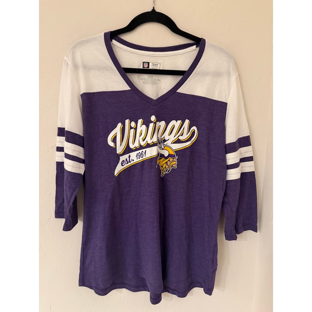 Women's NFL Team Apparel Minnesota Vikings 3/4 Sleeve Shirt Size Large NWOT